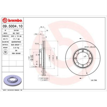Диск гальмівний BREMBO 09500410