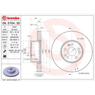 Диск гальмівний BREMBO 09570420