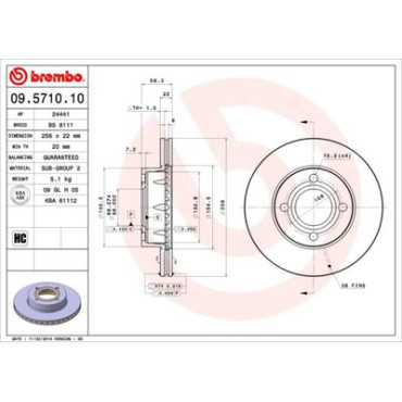Диск тормозной BREMBO 09571010