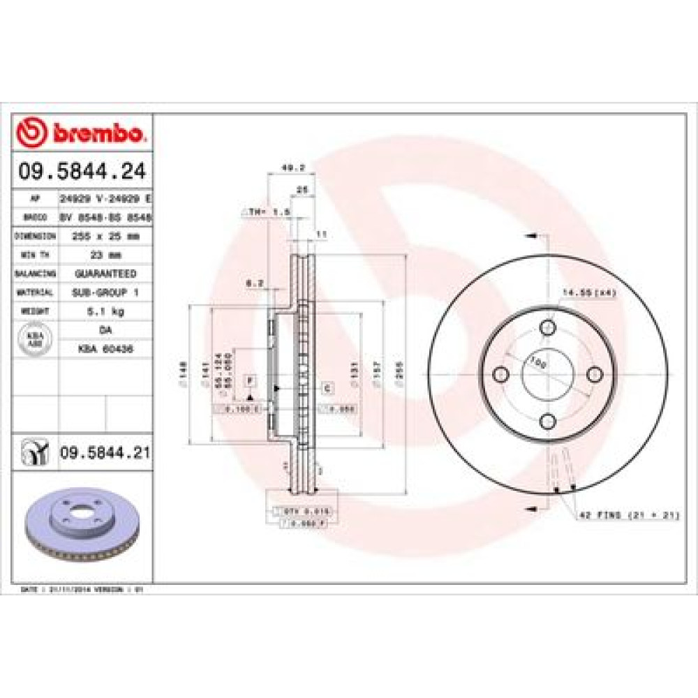 Диск гальмівний BREMBO 09584424