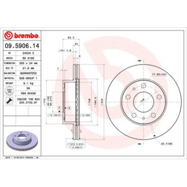 Диск тормозной BREMBO 09590614