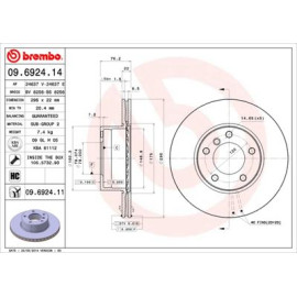 Тормозной диск передний BREMBO 09692411