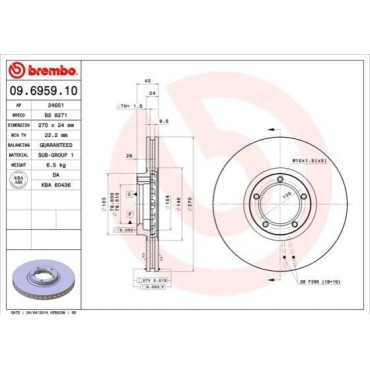 Гальмівний диск BREMBO 09695910