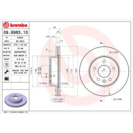 Диск тормозной BREMBO 09698310