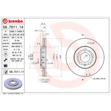 Диск гальмівний BREMBO 09701114