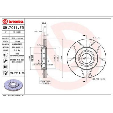 Гальмівний диск передній BREMBO 09701175