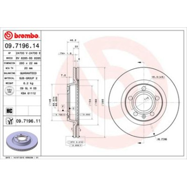 Гальмівний диск передній/задній BREMBO 09719611