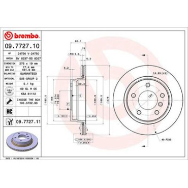 Тормозной диск задний BREMBO 09772711