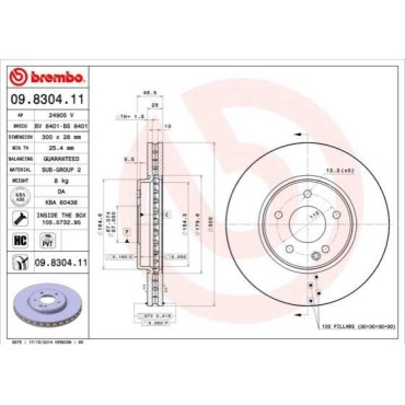 Гальмівний диск передній BREMBO 09830411