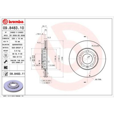 Гальмівний диск передній BREMBO 09848311