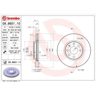 Диск гальмівний BREMBO 09860110