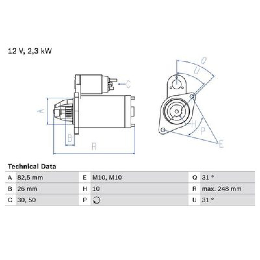 Стартер BOSCH 0986018270
