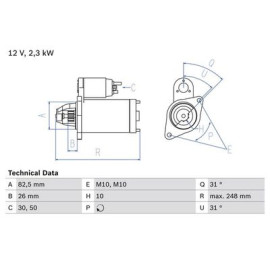 Стартер BOSCH 0986018270