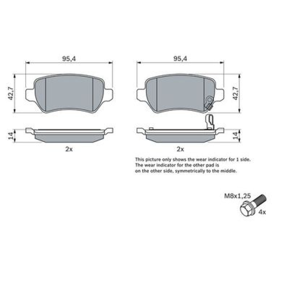 Комплект тормозных колодок BOSCH 0986424646
