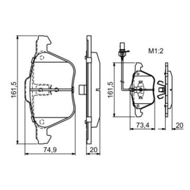 Комплект тормозных колодок BOSCH 0986424777