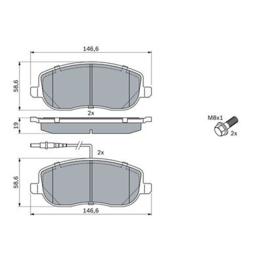 Комплект тормозных колодок BOSCH 0986424789