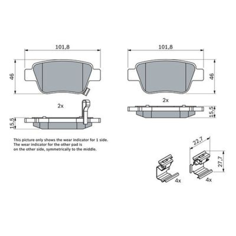Комплект тормозных колодок BOSCH 0986424798
