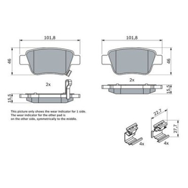 Комплект тормозных колодок BOSCH 0986424798