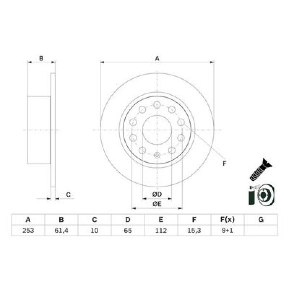 Диск гальмівний задній BOSCH 0986479e00