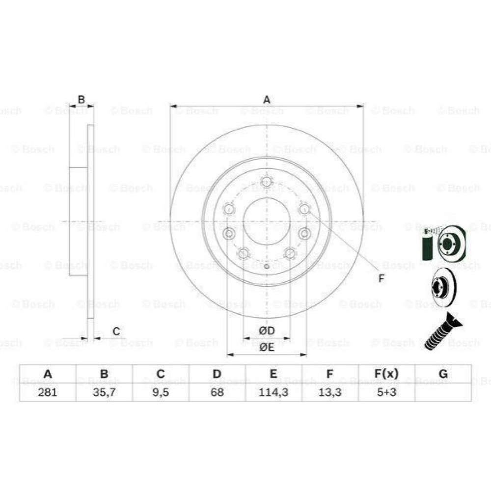Диск тормозной задний BOSCH 0986479e55