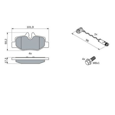 Комплект гальмівних колодок - дискові BOSCH 0986494082