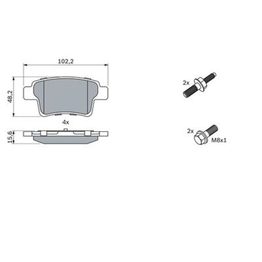 Комплект гальмівних колодок з 4 шт. дисків BOSCH 0986494199