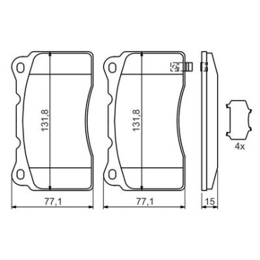 Комплект тормозных колодок из 4 шт. дисков BOSCH 0986494395