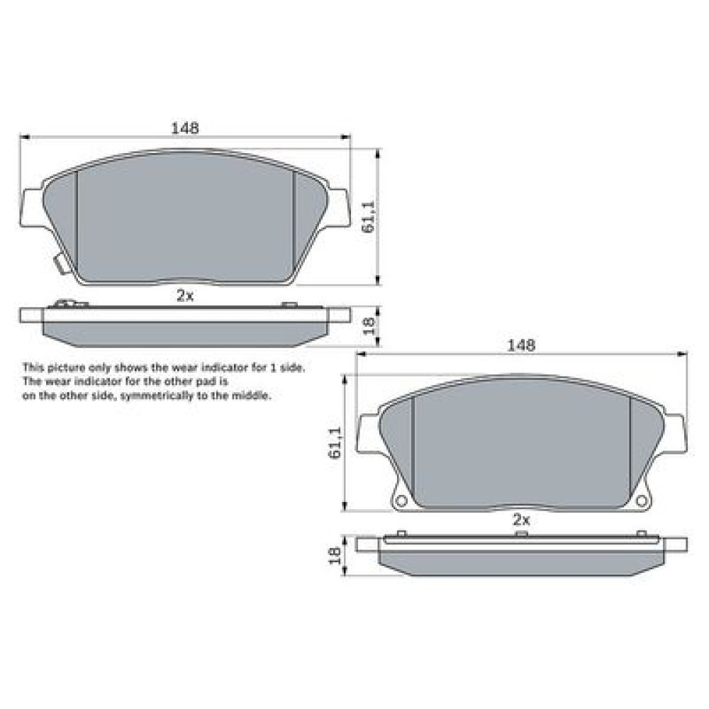 Комплект тормозных колодок из 4 шт. дисков BOSCH 0986494434
