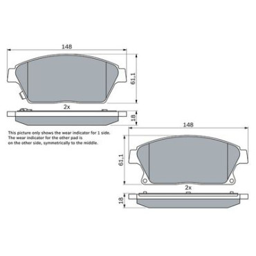Комплект тормозных колодок из 4 шт. дисков BOSCH 0986494434