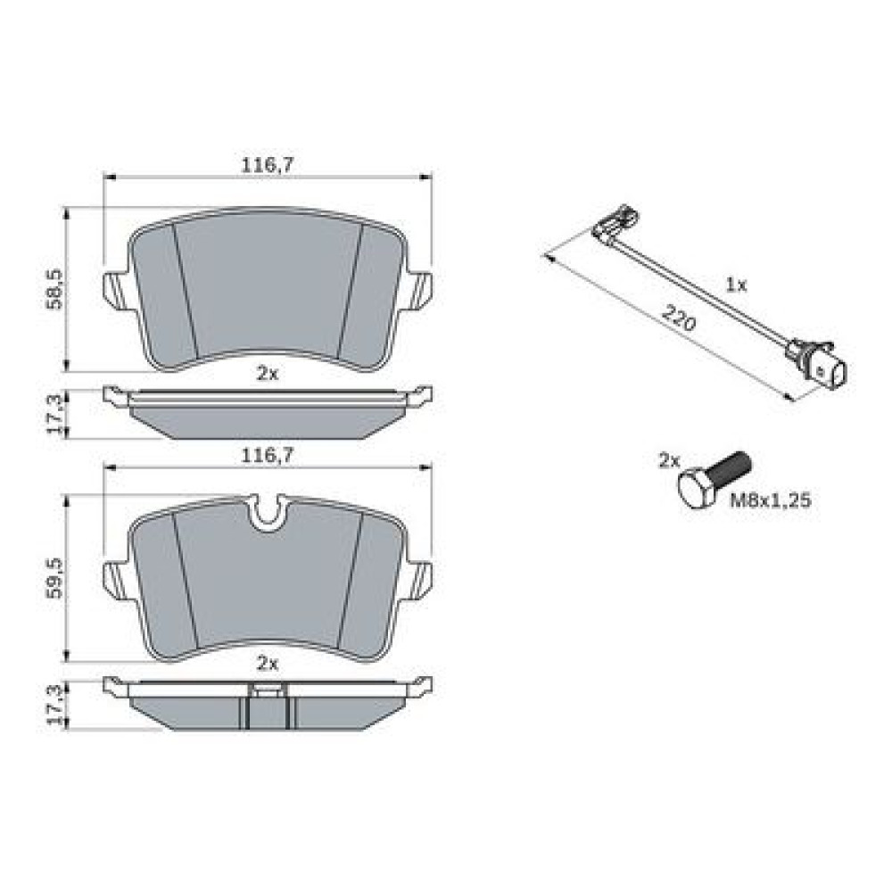 Комплект гальмівних колодок - дискові BOSCH 0986494488