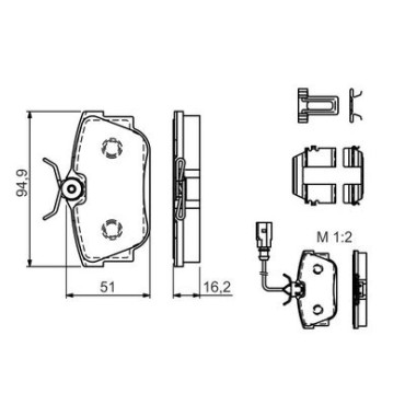 Комплект гальмівних колодок з 4 шт. дисків BOSCH 0986494529