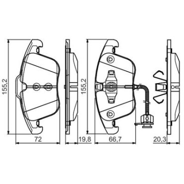 Комплект гальмівних колодок з 4 шт. дисків BOSCH 0986495129
