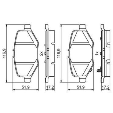 Комплект гальмівних колодок з 4 шт. дисків BOSCH 0986495397