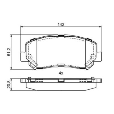 Комплект тормозных колодок из 4 шт. дисков BOSCH 0986495405