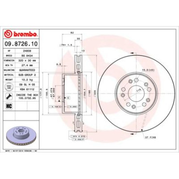 Диск гальмівний BREMBO 09872610