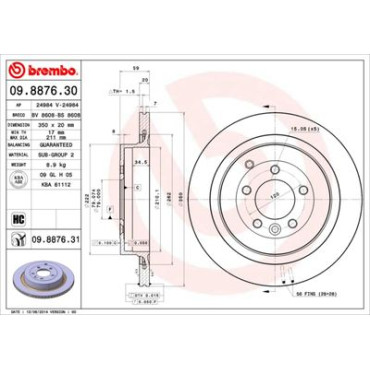 Диск гальмівний BREMBO 09887630