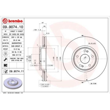 Тормозной диск передний BREMBO 09907411