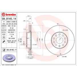 Гальмівний диск передній BREMBO 09914511