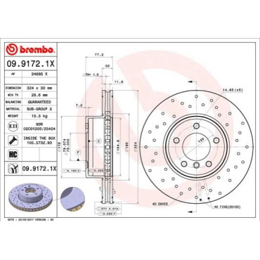Диск тормозной BREMBO 0991721x