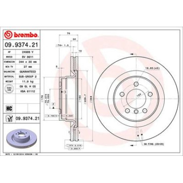 Диск тормозной BREMBO 09937421