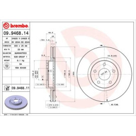 Гальмівний диск передній BREMBO 09946811