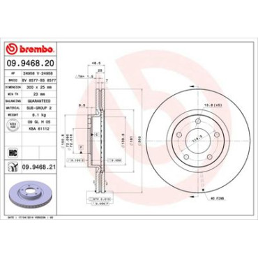 Диск тормозной BREMBO 09946820