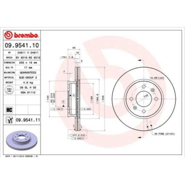 Диск тормозной BREMBO 09954110