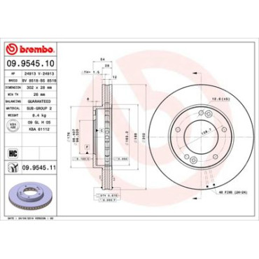 Диск тормозной BREMBO 09954510