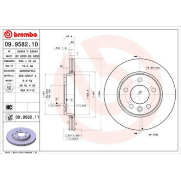 Гальмівний диск задній BREMBO 09958210