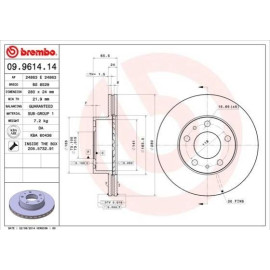 Тормозной диск передний BREMBO 09961414
