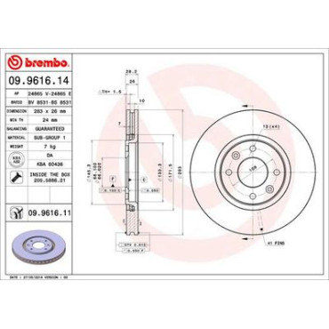 Диск гальмівний BREMBO 09961614
