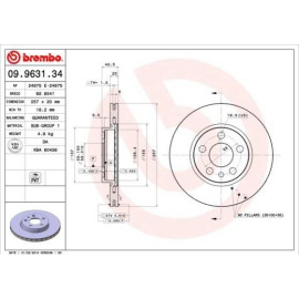 Гальмівний диск передній BREMBO 09963134