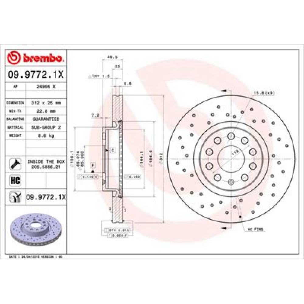 Диск тормозной BREMBO 0997721x