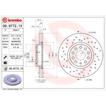 Диск тормозной BREMBO 0997721x